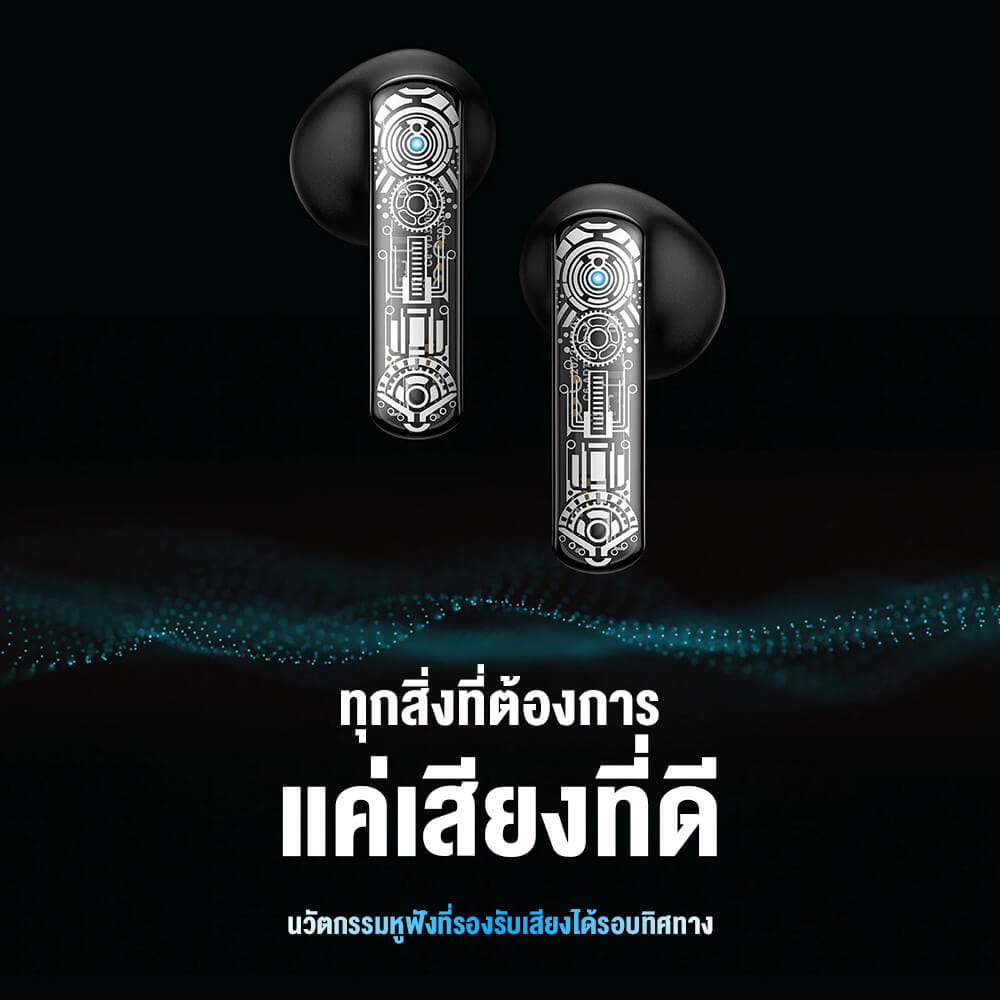 หูฟังเกมมิ่งไร้สาย ONIKUMA T1 TWS BLUETOOTH GAMING EARPHONES - สีดำ_5